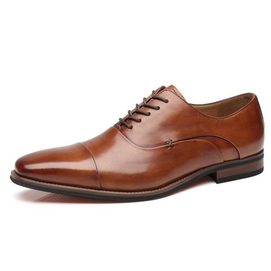 Men's Cap Toe Oxford  Lace Up Shoes Micah-1-cognac