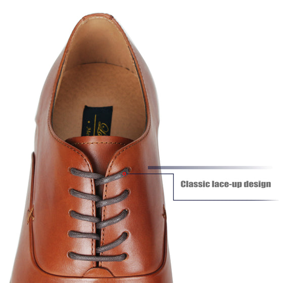 Men's Cap Toe Oxford  Lace Up Shoes Micah-1-cognac