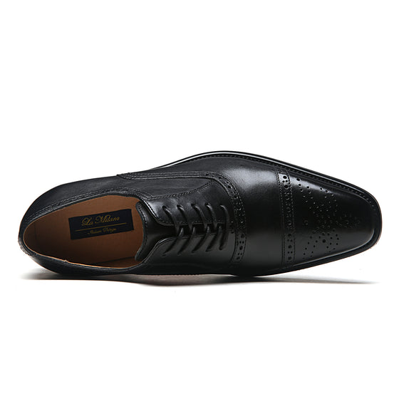 Men's Cap Toe Lace up Oxford Dress Shoes Posh-1-black